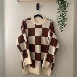 brown checkered sweater/sweater dress size S/M